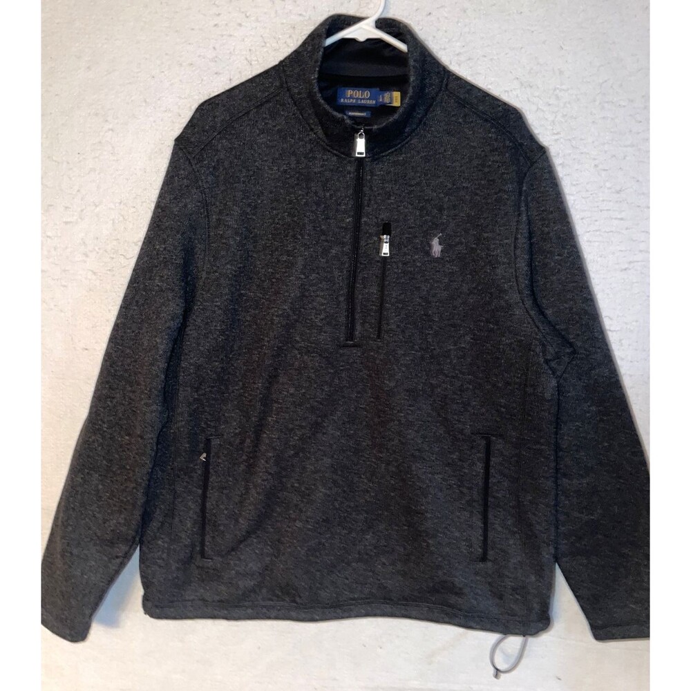 Polo Ralph Lauren Performance 1/4 Zip Sweater Men’s L Pocket Pony Heather Gray
